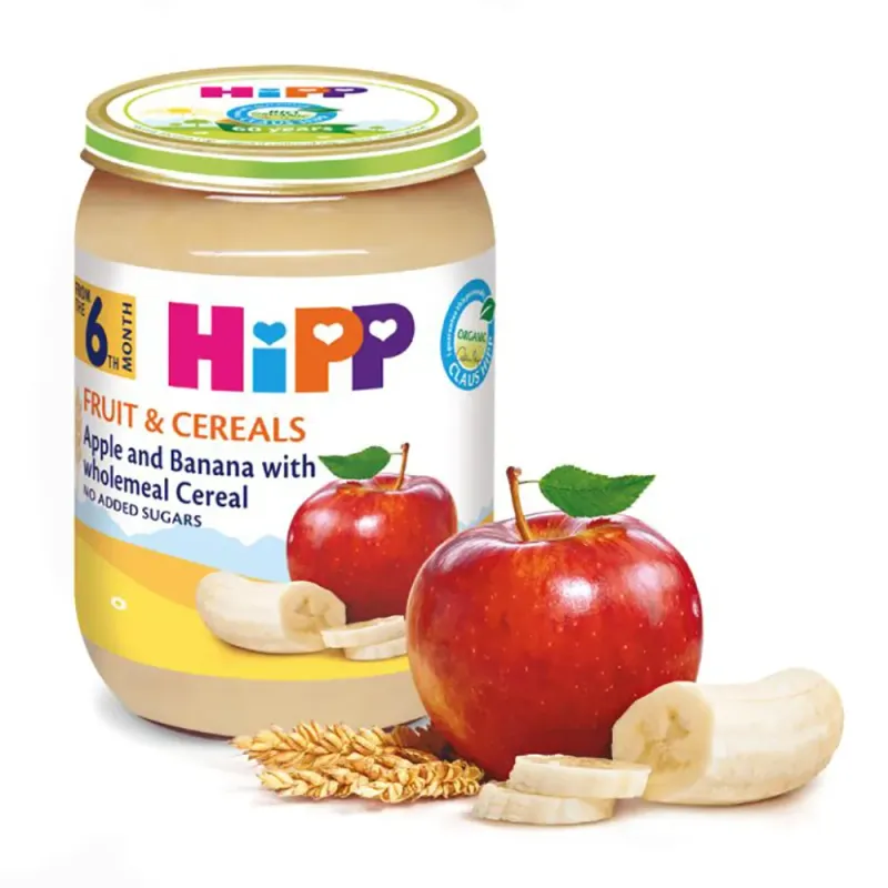 Piure Hipp Fruct & Cereale, mar si banane cu cereale integrale, de la 6 luni, 190 g