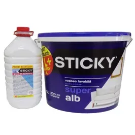 Vopsea lavabila interior Sticky, alb, 15 L + amorsa 4 L