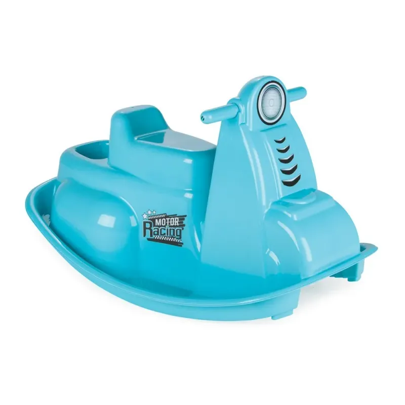 Balansoar pentru copii Pilsan, din plastic, forma motocicleta, albastru