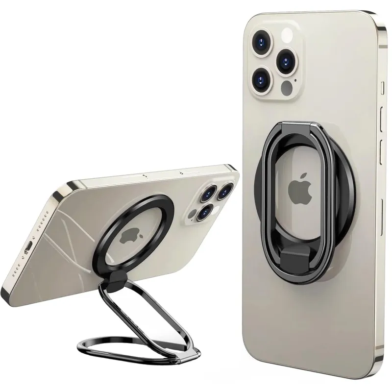 Suport Magnetic Inel Pentru Telefon, Axroad Mall, Suport Telefon Pentru Masina, Stabilitate anti-alunecare, Cu unghi reglabil si, Rotire 360⁰, Universal, Ergonomic, Pliabil, Pentru vizionare, Video-call-uri, Aliaj, 72.5x57.5x7mm, Negru