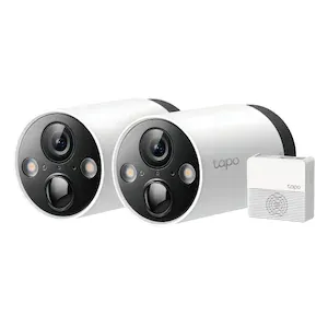 Sistem de supraveghere video TP-Link Tapo C420S2, 2 camere Smart cu acumulatori, 2K QHD, Night Vision Full Color, Two-Way Audio, montare fara cabluri, alarma luminoasa si sonora, protectie IP65