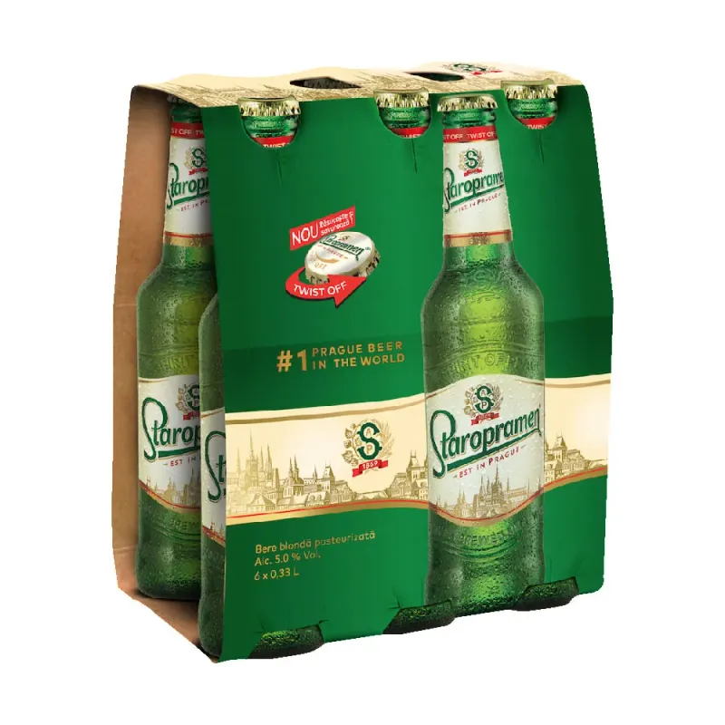 Bere blonda Staropramen, 6 x 0.33 l