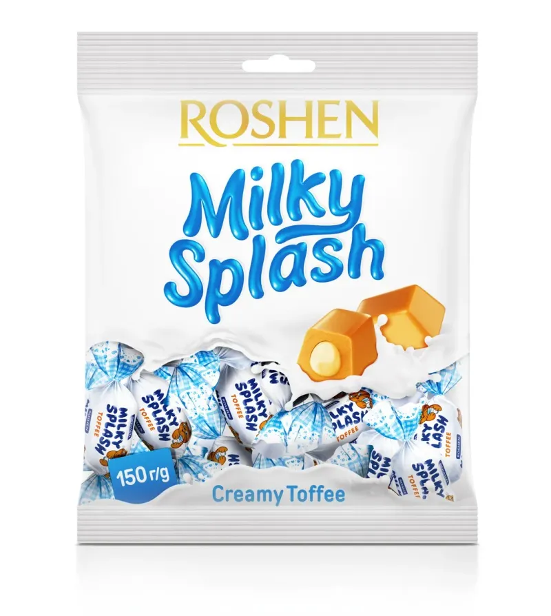 Caramele cu gust de lapte Roshen Milky Splash Creamy Toffee, 150 g