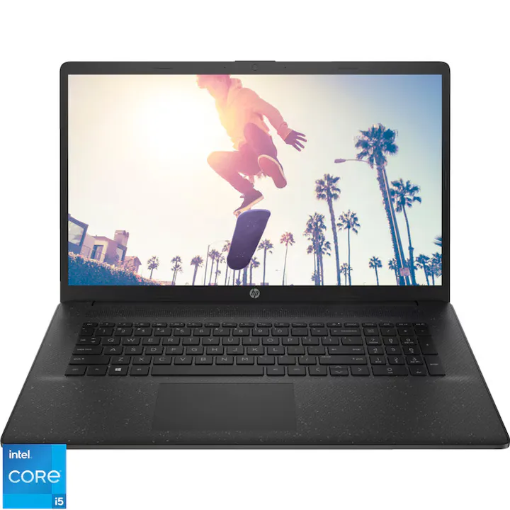 Laptop HP 17 cu procesor Intel® Core™ i5-1334U pana la 4.6GHz, 17.3'', Full HD, IPS, 8GB DDR4, 256 GB SSD, Intel® Iris® Xe, Fara OS
