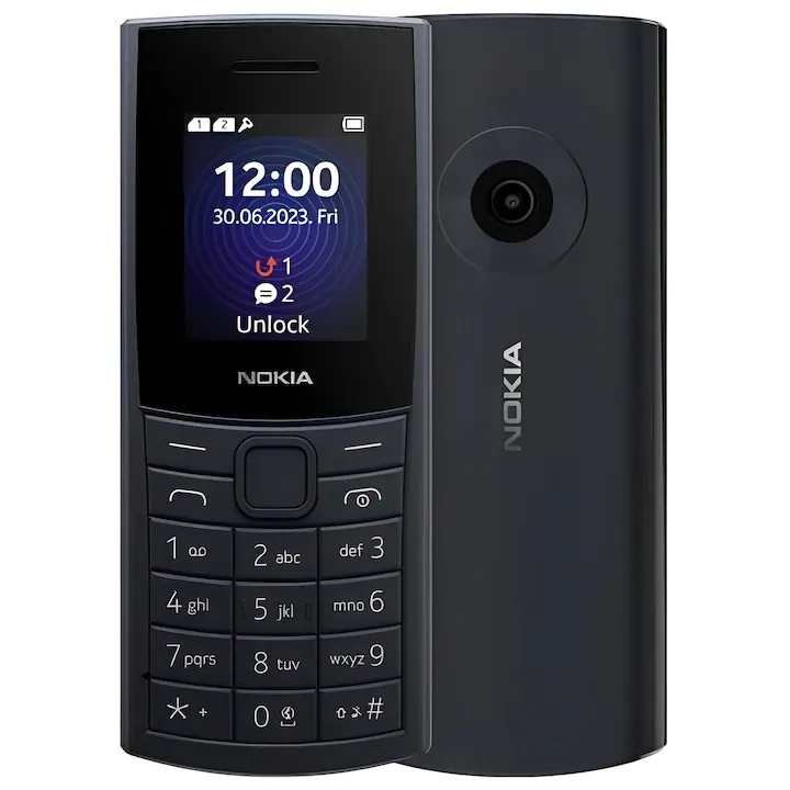 Nokia 110 4G, Ecran 1.8 inch, Dual SIM, Memorie 128 MB RAM, 48 MB, Permite card SD, Camera Foto-Video, Bluetooth, Black 2023 Edition
