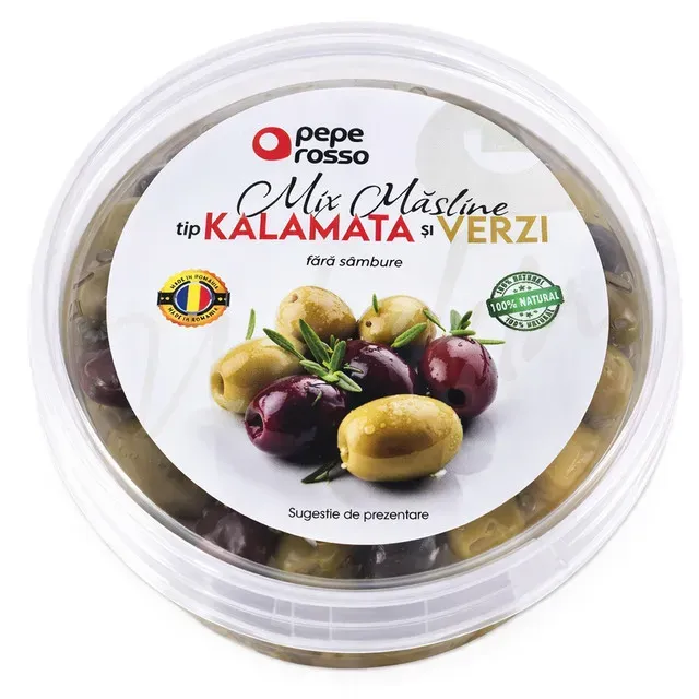 Mix masline tip kalamata si verzi Pepe Rosso, fara samburi, 150 g