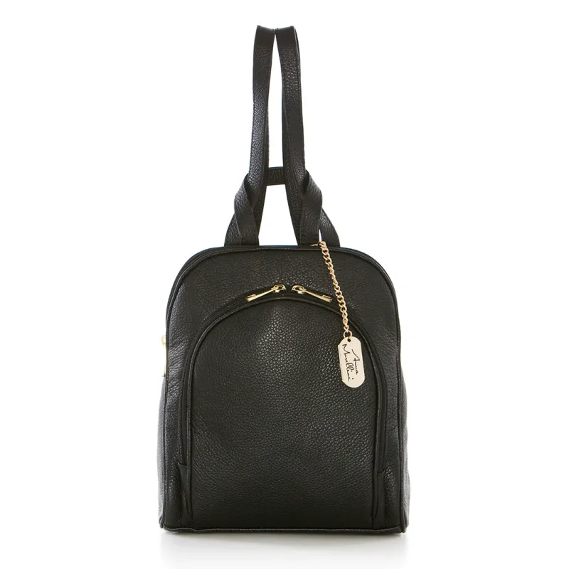 Rucsac negru , de Dama, Anna Morellini, din piele naturala produsa in Italia WB113230-BLACK (10)
