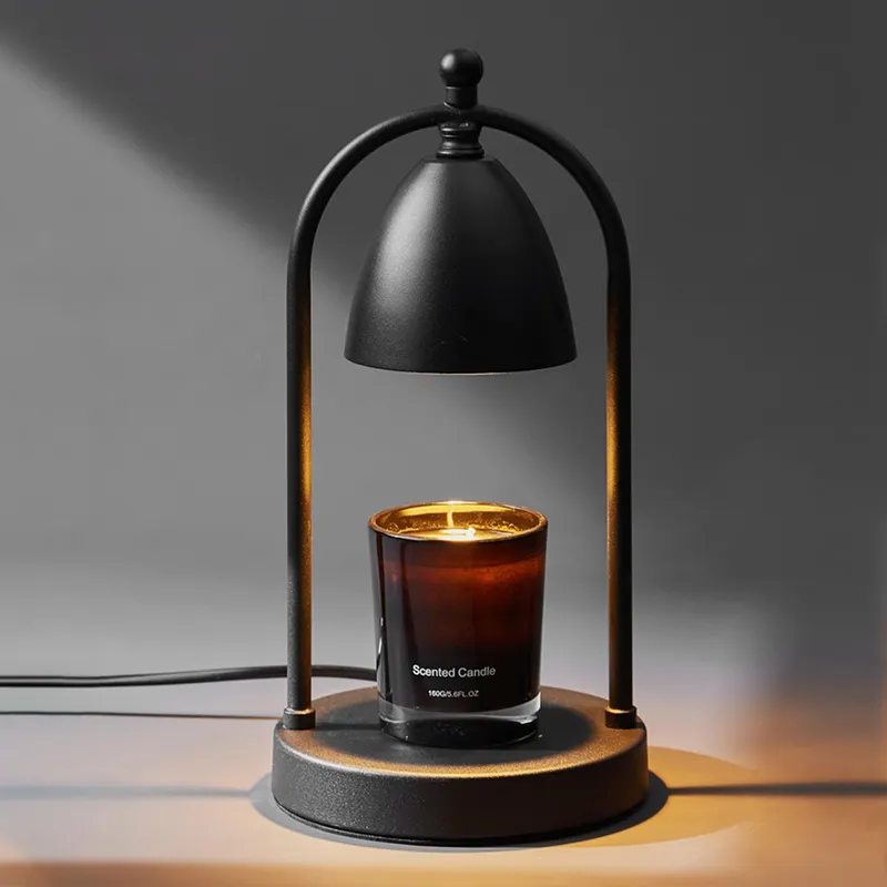 Lampa electrica pentru incalzirea lumanarilor cu timer, OVERTANG, 2 becuri halogen, metal, neagra