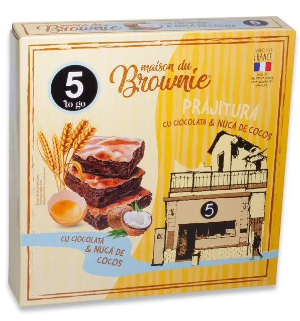 Prajitura cu ciocolata si nuca de cocos 5 To Go Maison du Brownie, 285 g Prajitura cu ciocolata si nuca de cocos 5 To Go Maison du Brownie, 285 g