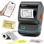 Imprimanta Etichete Bluetooth Autoadezive XPQKDC cu 2000 Simboluri si 300 Sabloane, Imprimanta Termica Sticker Portabila Inkless pentru Retail Afaceri Mici Scoala Birou Acasa Expediere Organizare Coduri Bare, Masina Etichete Wireless App Control