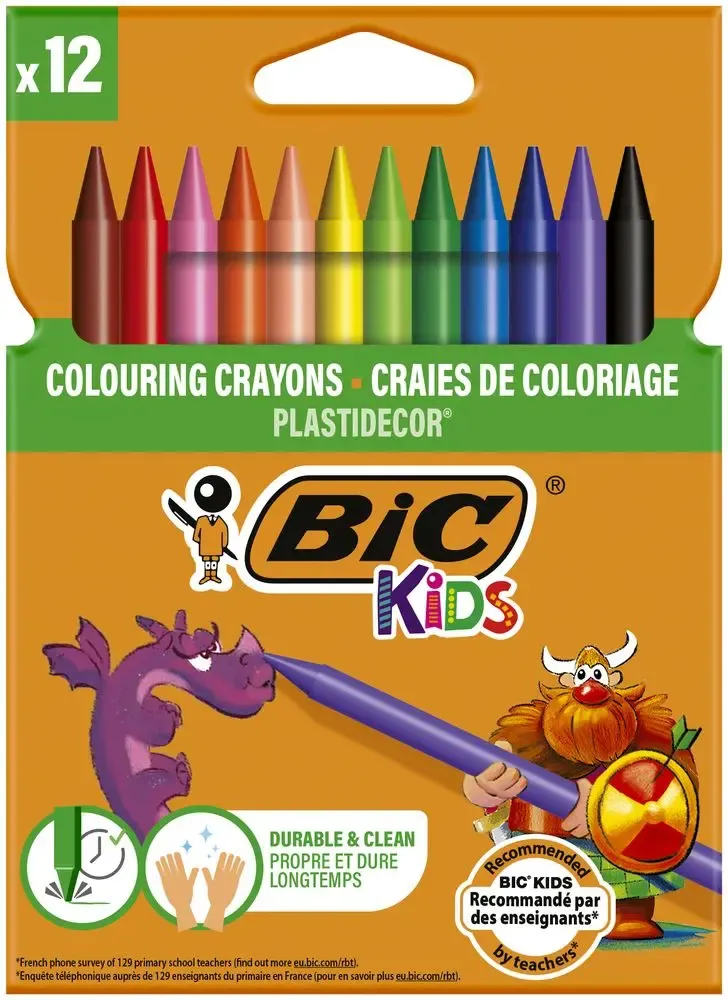Creioane cerate plastifiate Plastidecor, 12 bucati
