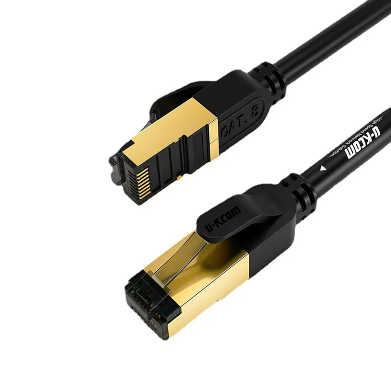 Cablu Internet LAN, Darklove, CAT 8, UTP Ethernet, Conector RJ45, Utilizat pe scara larga in aplicatii casnice si industriale, 40 Gbps, 2000 Mhz, Rezistent la intemperii S/FTP rezistent la UV pentru Router/Gaming/Modem, lungime 1m, Negru