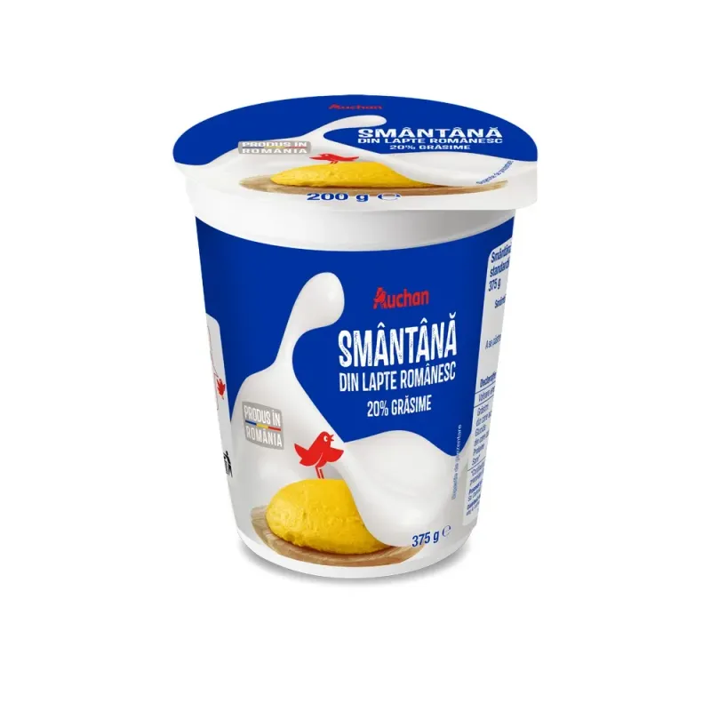 Smantana Auchan, 20% grasime, 375 g Smantana Auchan, 20% grasime, 375 g