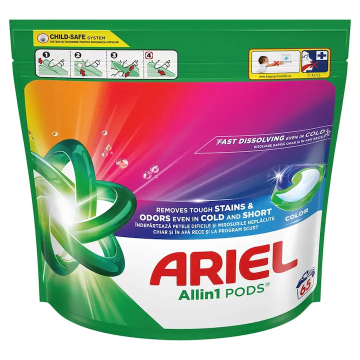 Detergent de rufe capsule Ariel All in One PODS Color, 65 spalari
