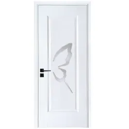 Usa de interior din lemn cu geam, BestImp B04-88-V, stanga / dreapta, alb, 88 x 203 cm