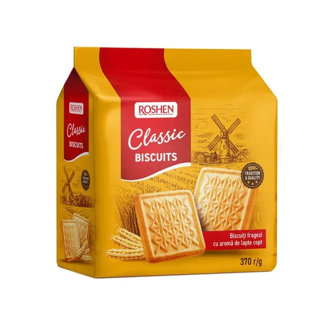 Biscuiti cu aroma de lapte copt Roshen Classic, 370 g