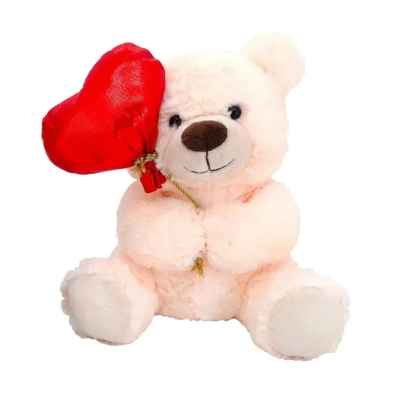 Ursulet de plus cu inima One Two Fun, 25 cm, diverse culori