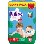 Scutece Chilotel Pufies Fashion & Nature Giant Pack, marimea 6, 15+ kg, 56 bucati