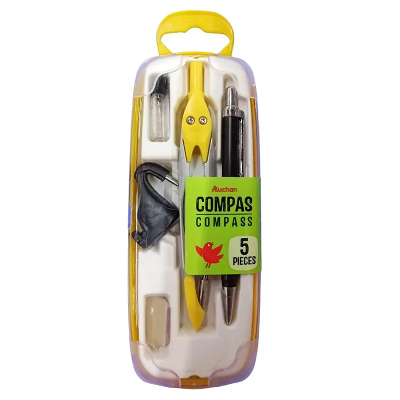 Set compas din metal Auchan, 5 piese