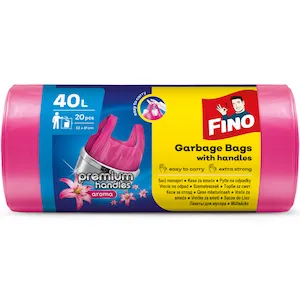 Saci menajeri Fino premium, colorati&parfumati, cu manere, 40l, 20 buc