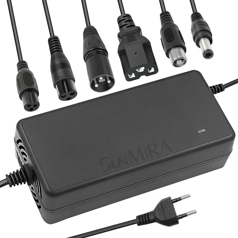 Incarcator Li-ion 54.6V 2A cu 6 conectori, SunMira, negru, pentru biciclete electrice, scutere si motociclete