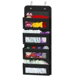 Organizator suspendat pentru usa, SINBINTA, Organizator multifunctional, Cu 2 carlige, 4 straturi, Montare rapida, Economisiti spatiu, Baza de Ingrosat, Pentru dormitoare, bai si crese, Textil, 97 x 33 x 9cm, Negru