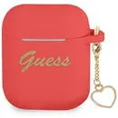 Guess GUA2LSCHSR AirPods cover red/red Silicone Charm Heart Collection