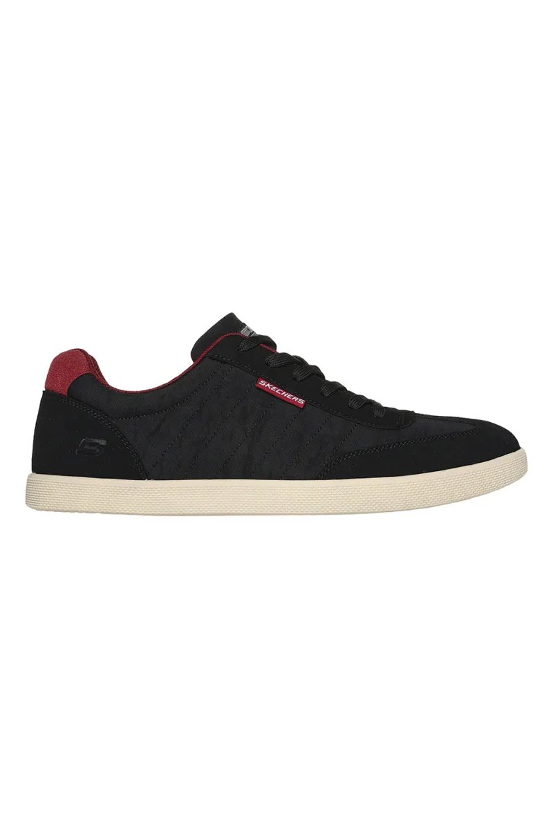 Skechers, Pantofi sport cu garnituri de piele intoarsa ecologica, Negru
