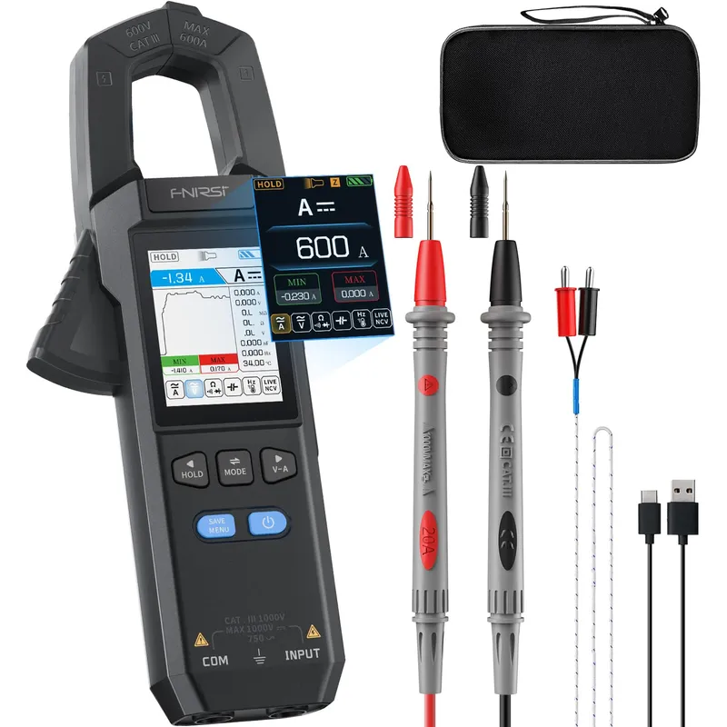 Fnirsi DMC-100 clamp metru true RMS cu 10.000 de contaje si ecran color