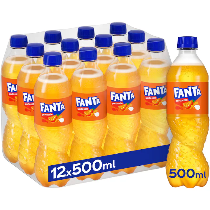 Fanta Bautura carbogazoasa de portocale, Pet 12 x 500ml