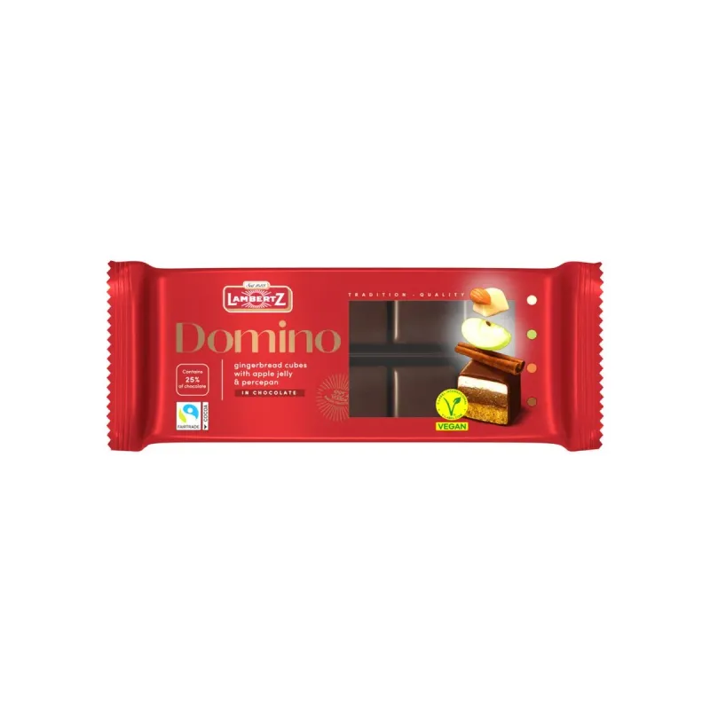 Cuburi ciocolata neagra cu jeleu aroma de mere si martipan Domino Lambertz, 125 g