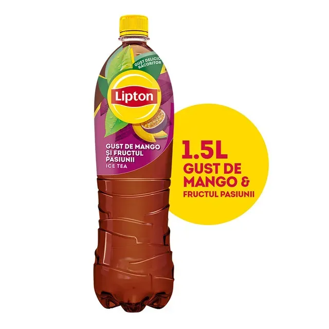 Bautura necarbogazoasa cu extract de ceai negru si aroma de mango si fructul pasiunii Lipton Ice Tea, 1.5 l