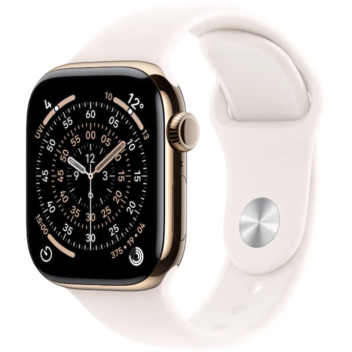 Apple Watch 11 GPS + Cellular, Carcasa Gold Titanium 42mm, Light Blush Sport Band - S/M