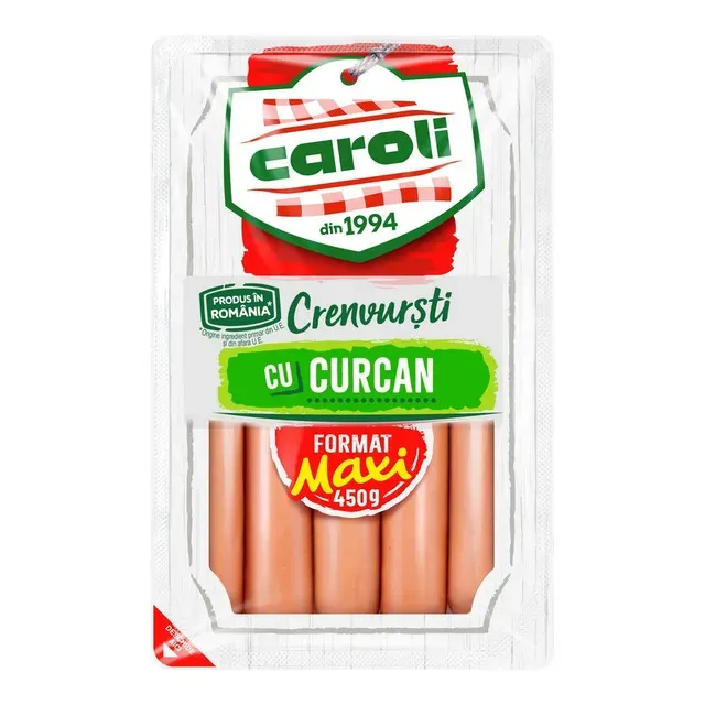 Crenvursti cu curcan Caroli, 450 g