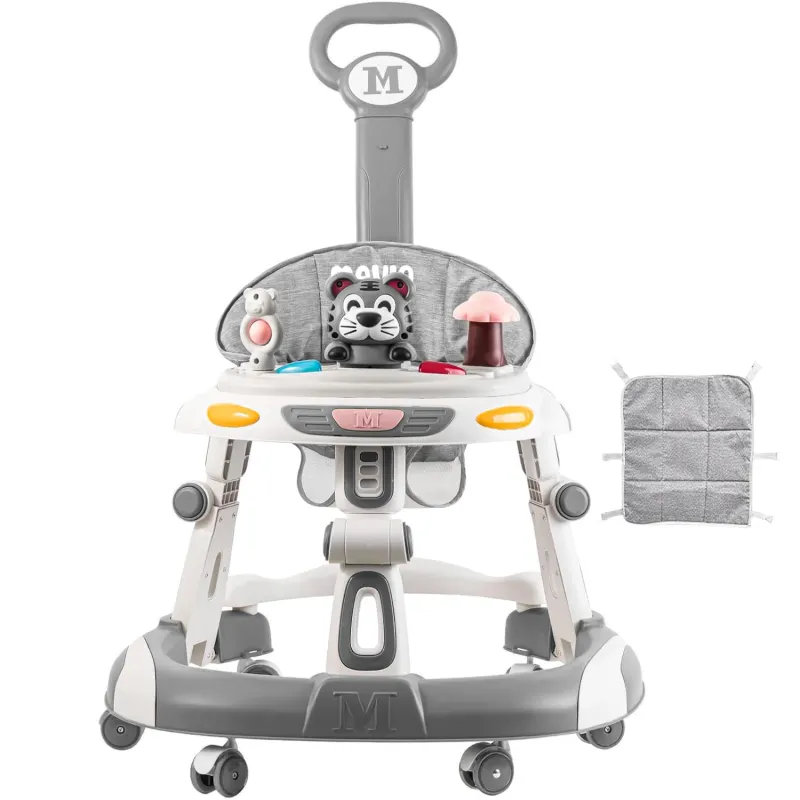 Premergator Copii 2 in 1 Mavio®, Model EasyRide, Rotobil pentru Bebelusi, Mod Antemergator, Varsta Recomandata 6-36 Luni, Maner, Pliabil, Inaltime Ajustabila, Jucarii Interactive, Anti Cadere, Roti 360 Grade, Masuta Mancare Bebe, Tavita cu Sunete, Gri