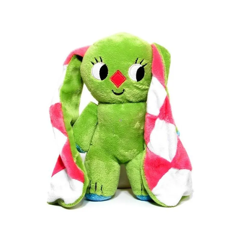 Jucarie de plus,Iepure cu urechi in carouri,multicolor 23 cm
