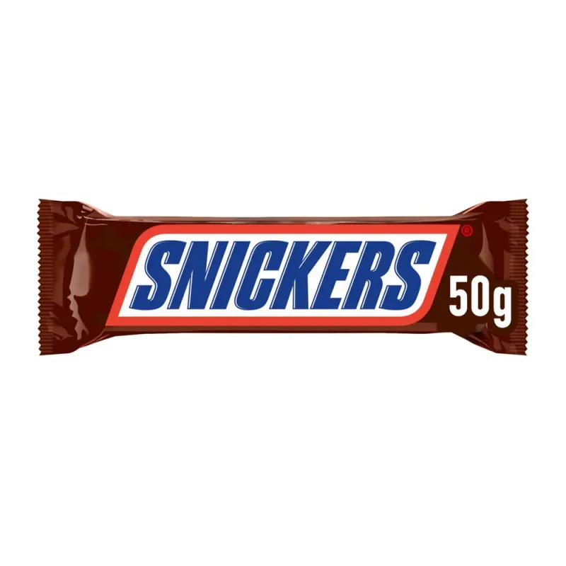 Baton de ciocolata cu lapte si arahide proaspat prajite Snickers, 50 g