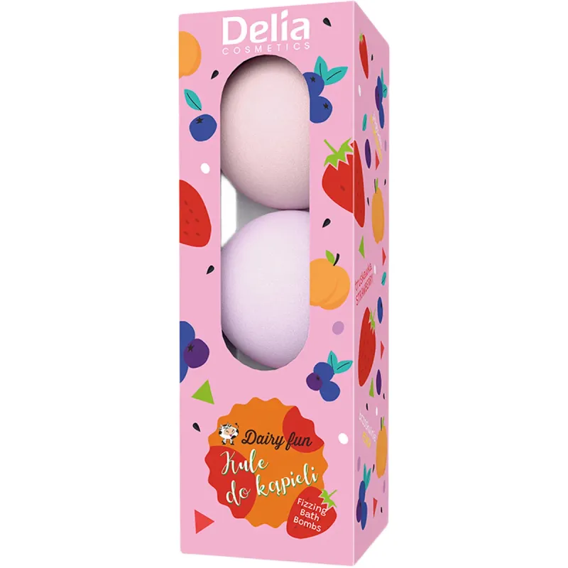 Bombe de baie aromate Dairy Fun: capsuni, afine si piersica, 3 x 100 g