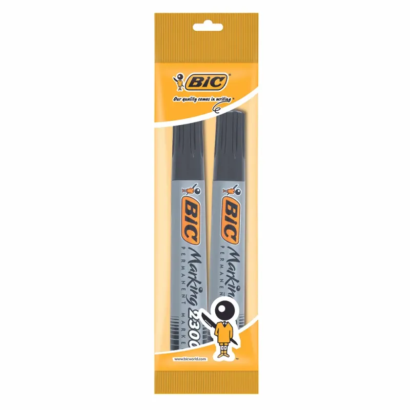 Marker permanent Bic 2300 negru, 2 bucati/set