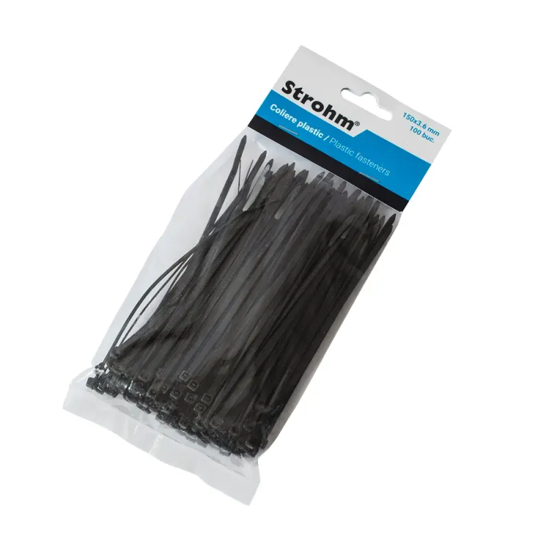 Colier din plastic Strohm cu dimensiunea de 150 x 3.5 mm 100 de bucati