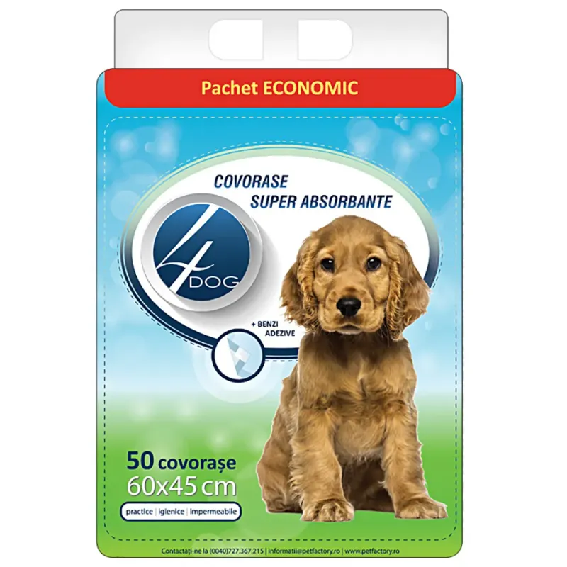 Covorase absorbante pentru caini 4Dog, 60 x 45 cm