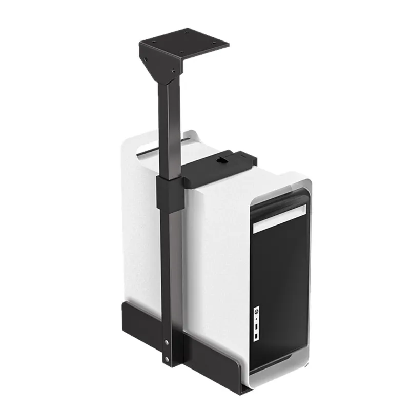 Suport unitate PC, SINBINTA, Suport pentru carcasa computerului Desk Mount, Prindere de perete/Sub blat birou, Pana la 25 kg, Inaltime reglabila, Usor de instalat, Metal, Latime unitate 130-215mm, Negru