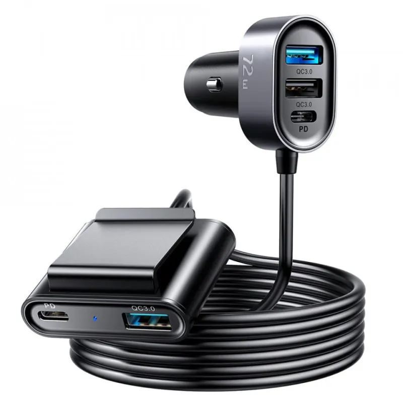 Incarcator auto Joyroom JR-CL05, 3 Porturi USB si 2 Porturi USB-C, 72W, Negru