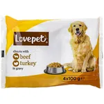 Hrana umeda pentru caini, cu vita si curcan 4x100g