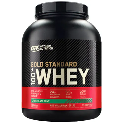 Proteine din zer, pudra proteica Optimum Nutrition, ON 100% Whey Gold Standard, aroma ciocolata si menta, 2.244kg