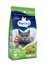 Hrana uscata pentru pisici sterilizate PreVital, curcan, 1.4 kg