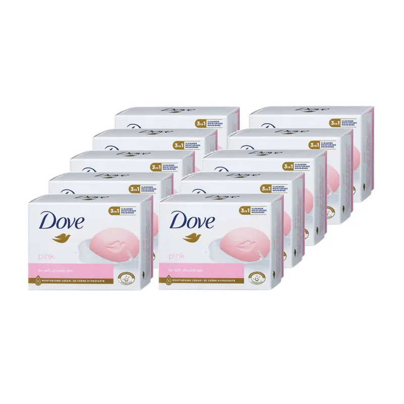 Set 10 x Sapun solid Dove Pink 3in1, 1/4 crema hidratanta, 90 gr