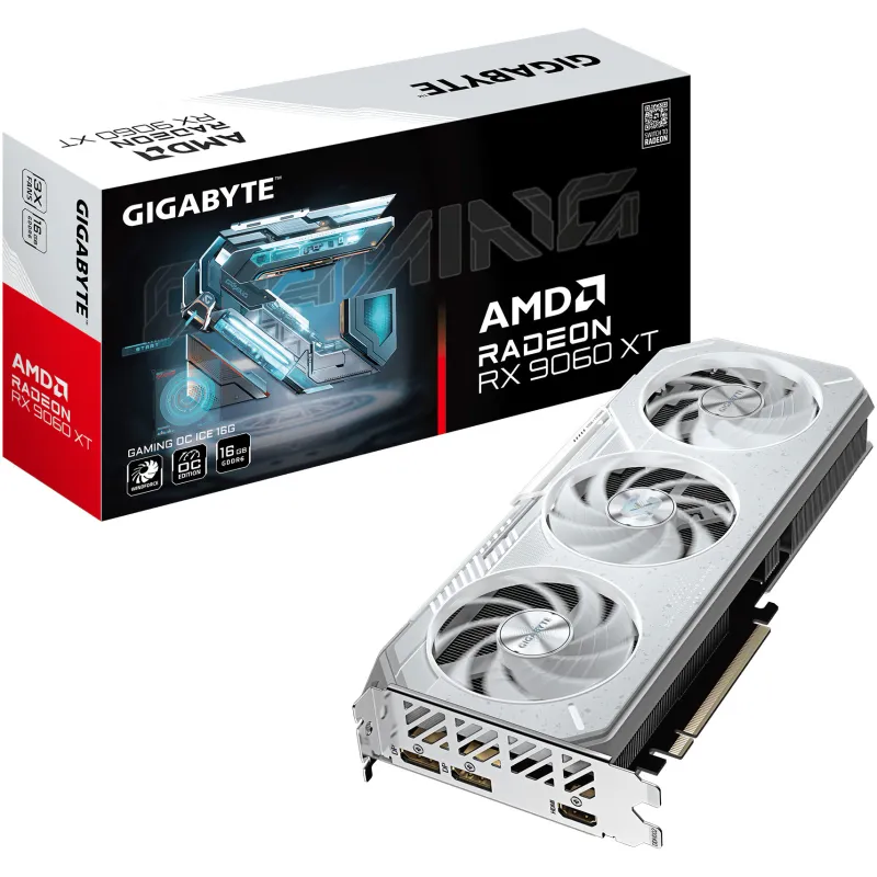 Placa video GIGABYTE Radeon™ RX 9060 XT GAMING OC ICE, 16GB GDDR6, 128 bit, Alb