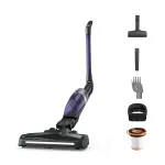 Aspirator vertical Rowenta X-TREM Compact 2 in 1 RH1238WO, 145 W, 16.8 V, Tehnologie Flex in doua pozitii, Autonomie 40 minute, Timp incarcare 4h, Cap de aspirare iluminare LED, 0.4 L (Negru/Violet)