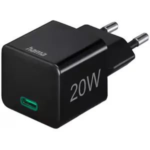 Incarcator retea HAMA 201649, 1x USB-C, 20W Power Delivery (PD), Quick Charge 3.0, negru